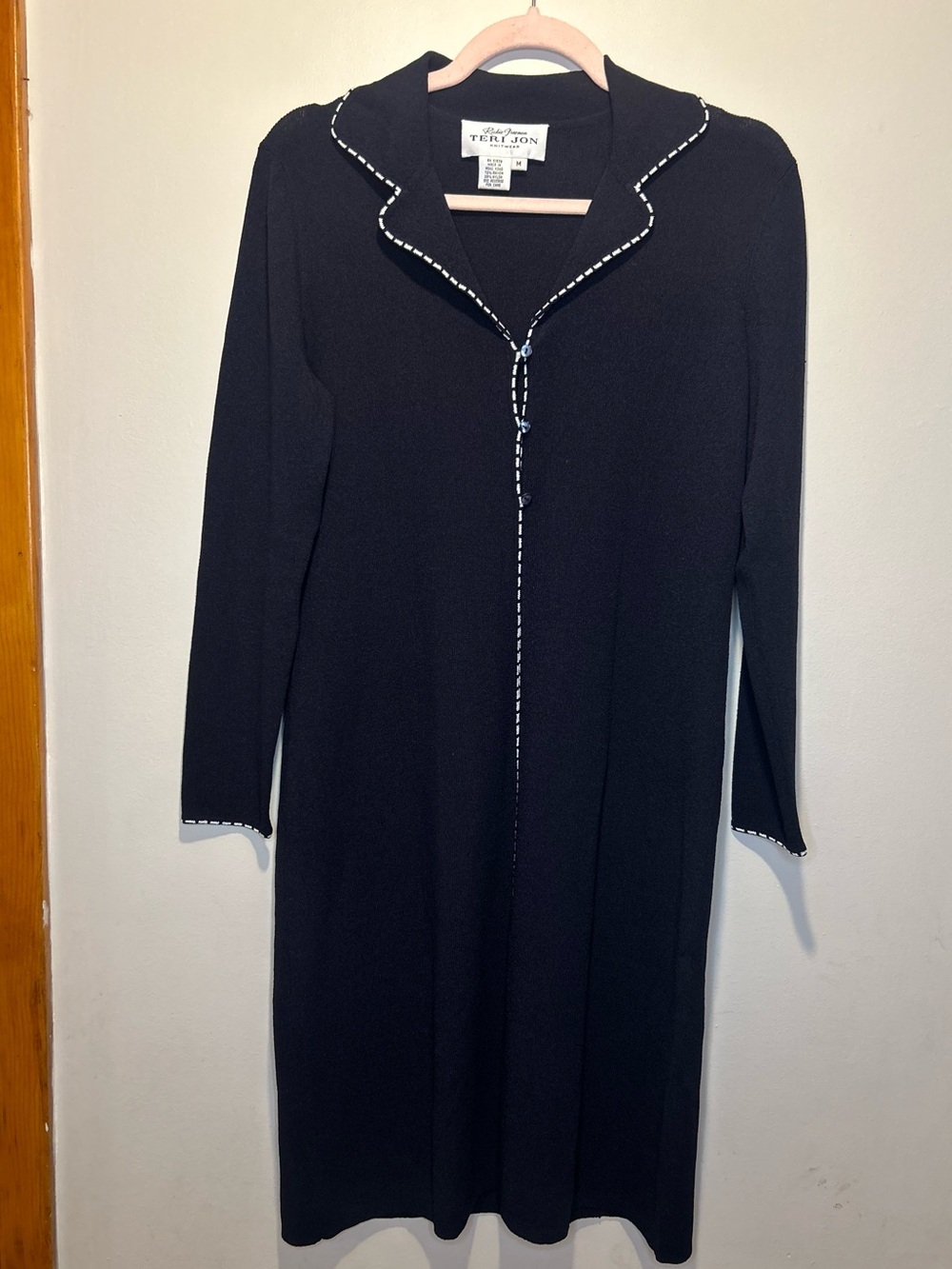 Teri Jon Vintage Black Knit Midi Dress Cardigan Size M